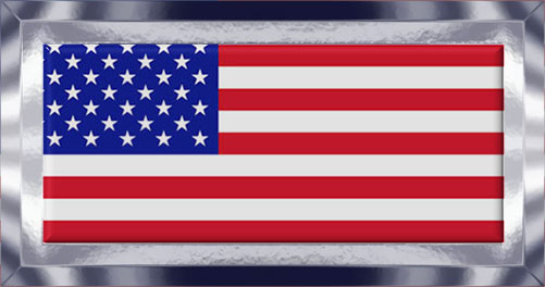 American flag with metal frame