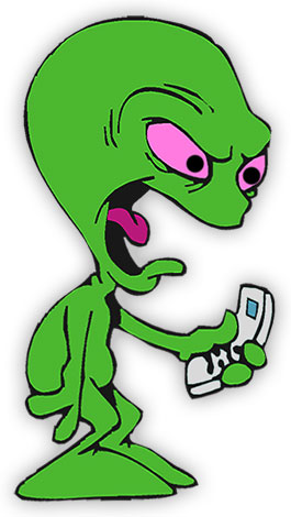 alien using phone