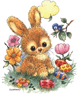 bunny with Easter flowers