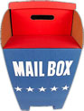 red, white and blue mail box