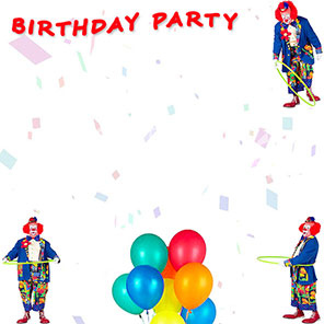 Birthday Party border with clowns
