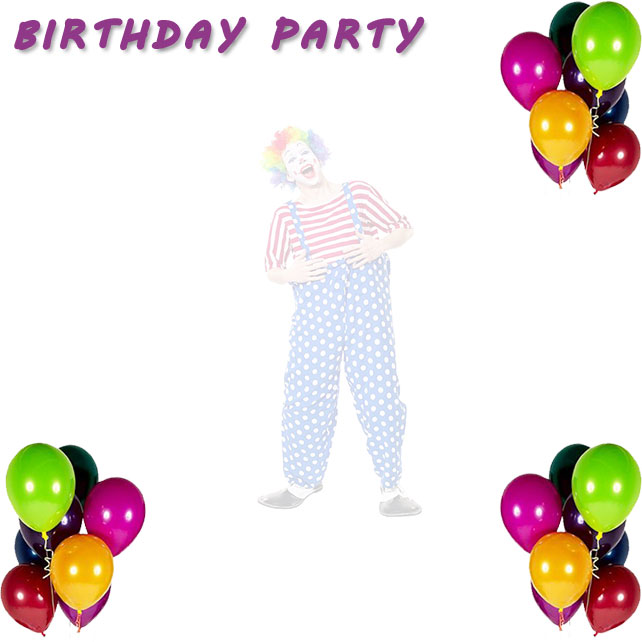 birthday party border with clown and balloons