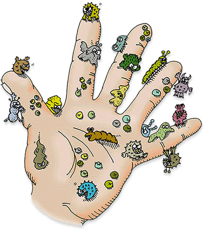 virus covered hand