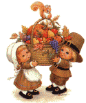 children with autumn basket