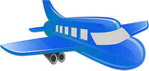 commercial airplane blue