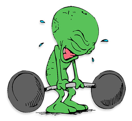 alien lifting weights