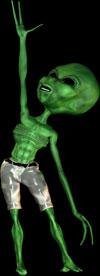 green alien reaching for the stars