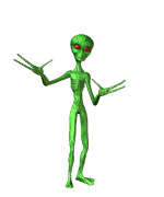 alien doing the robot dance