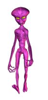 purple space alien animated with transparent background