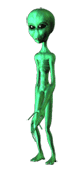 green alien animated for white pages