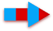 red and blue right arrow flash