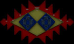 red, blue and yellow on black