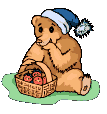 bear eating from a picnic basket animated