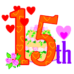 15th birthday hearts flowers