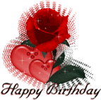 happy birthday with animated red rose