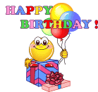Happy Birthday smiley with balloons animation