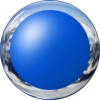 blue galss button with chrome trim