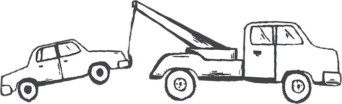 outline of car on a tow truck