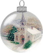 Christmas ornament with church inside