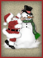 Santa makes snowman