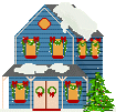 animated house with Christmas decorations