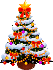 animated Christmas Tree with lights and decorations