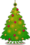 Larger Christmas Tree with red and gold ornaments.