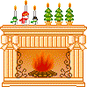 hearth with candles and fire animated