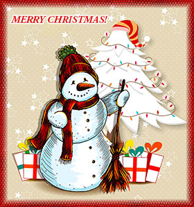 Merry Christmas with snowman