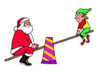Santa playing with an elf. animated