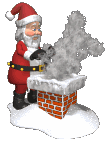 Santa keeping warm at a chimney