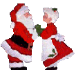 Mr. and Mrs. Santa Claus kissing