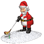 Santa playing golf in the snow animated