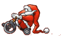 Santa Claus riding a tricycle