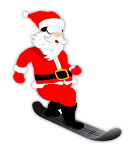 Santa and snowboard
