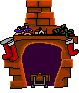Animated Santa coming down the chimney.