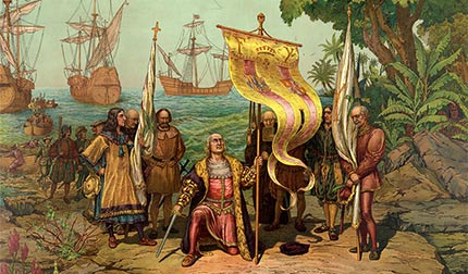Columbus taking possession of the new country