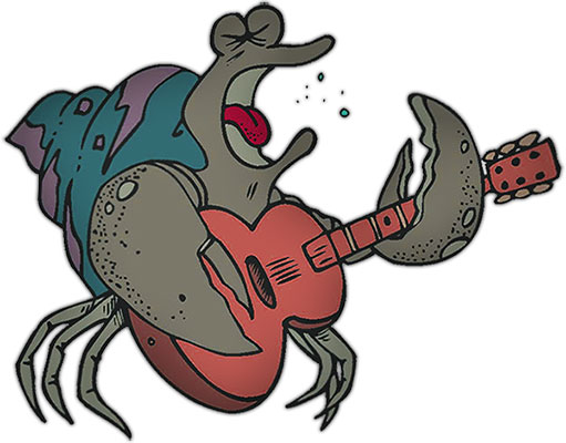 crab playing the guitar