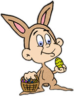 boy in bunny suit easter egg hunt