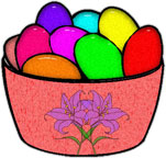 bowl of colored Easter eggs
