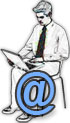 man sitting and sending email