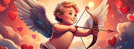 happy cupid flying