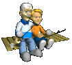 Father and son fishing animated