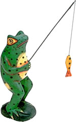frog fishing with pole