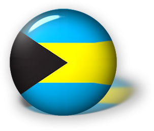 Bahamas flag button with reflection