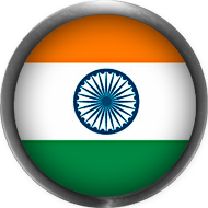 India Flag button round with metal frame