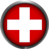 swiss flag button round with metal frame