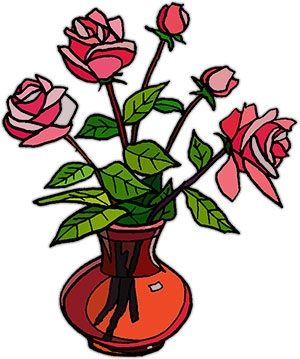 roses in vase