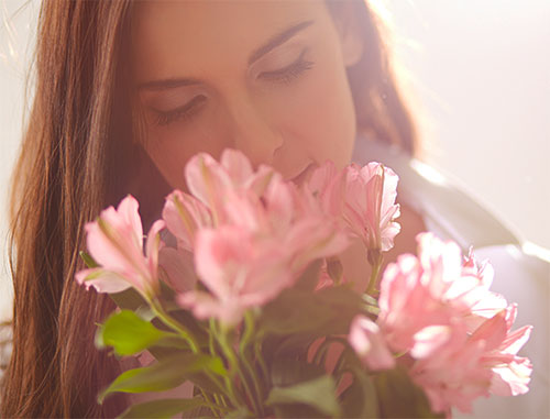 woman with flowers