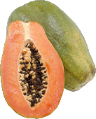 papayas whole and cut